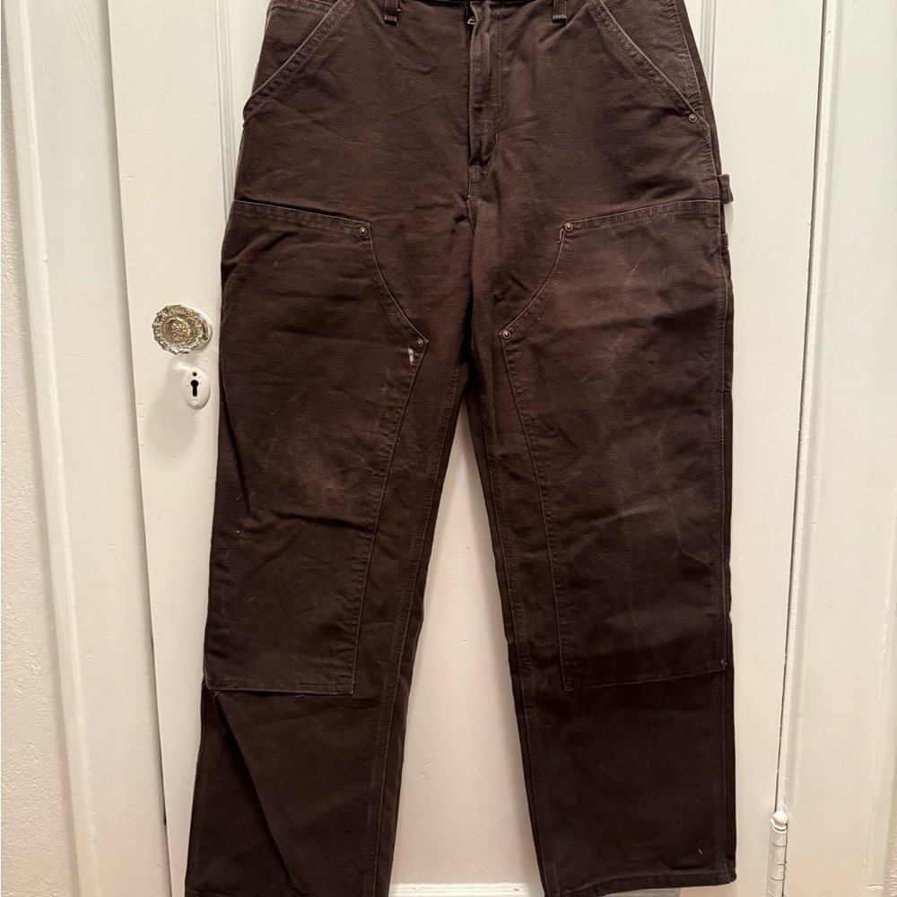 Carhartt Brown Cargo Pants with Durable Fabric and Straight Leg Design